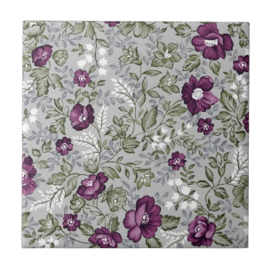 Deep Purple Floral Tile
