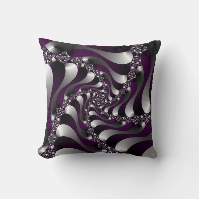 Deep Purple Fractal Spiral Cushion (Front)