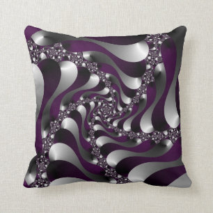 Deep Purple Fractal Spiral Cushion