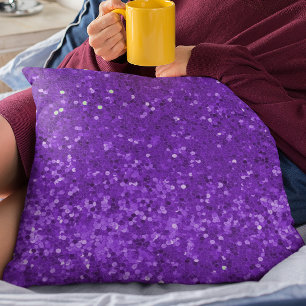 Deep Purple Glam Faux Glitter Pattern Cushion