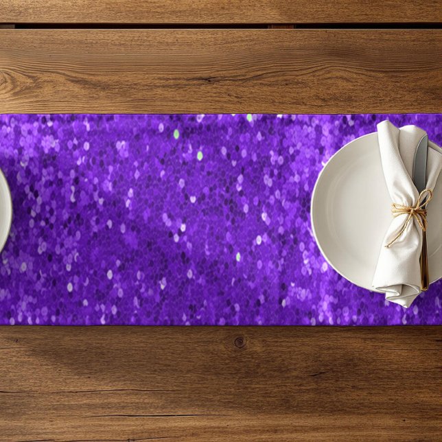 Deep Purple Glam Faux Glitter Pattern Short Table Runner (Creator Uploaded)