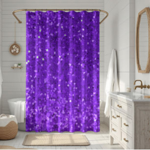 Deep Purple Glam Faux Glitter Pattern Shower Curtain