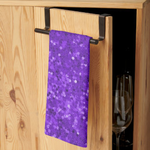 Deep Purple Glam Faux Glitter Pattern Tea Towel