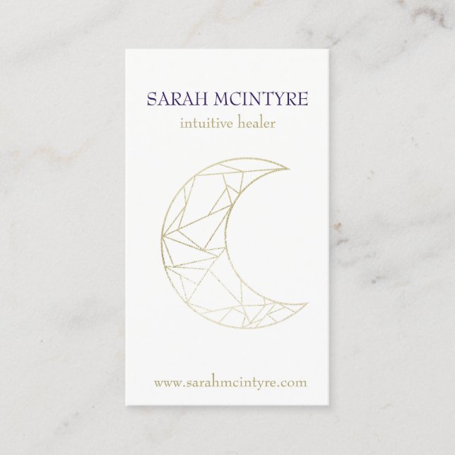 Deep Purple Gold Celestial Moon Psychic Healer Calling Card (Front)