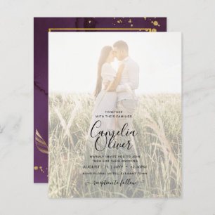 DEEP PURPLE GOLD LEAVES Wedding Invite