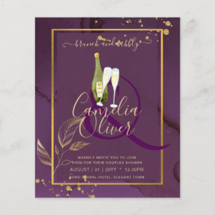 DEEP PURPLE GOLD LEAVES Wedding Invite Flyer