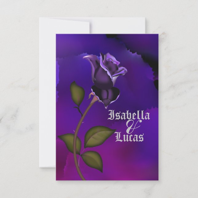 Deep Purple Goth Rose  Wedding Invitation (Front)