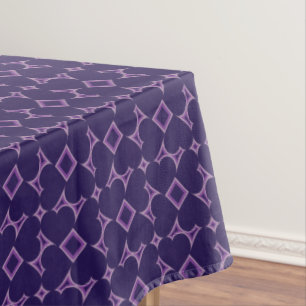 Deep Purple Hearts Tile Pattern Tablecloth