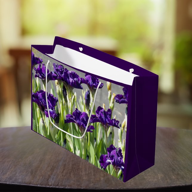 Deep Purple Irises Floral Large Gift Bag (In Situ)