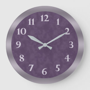 Deep Purple Lavender Grey Large Clock