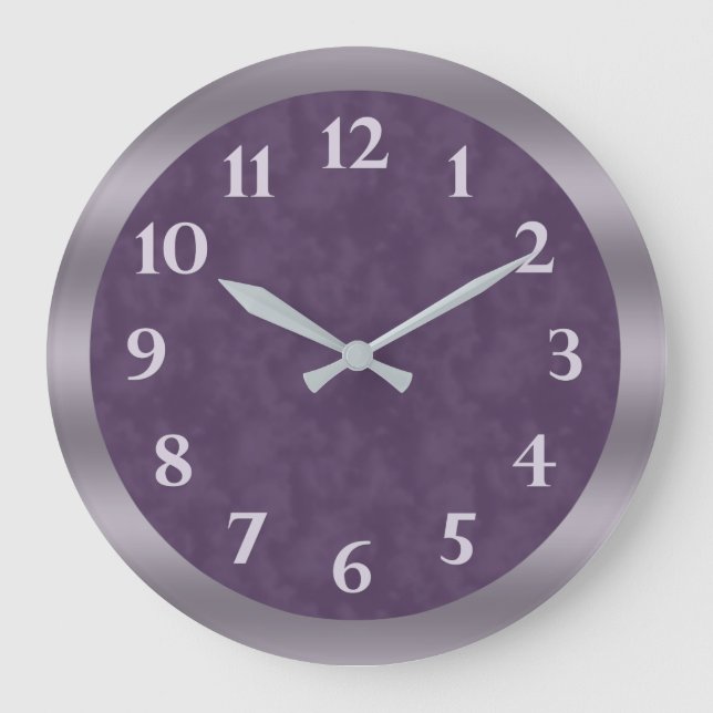 Deep Purple Lavender Grey Large Clock (Front)