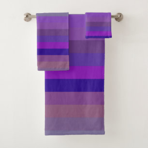 Deep Purple & Lavender Horizontal Stripes Bath Towel Set