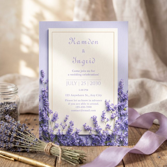 Deep Purple Lavender Rustic Gold Frame Invitation (Creator Uploaded)