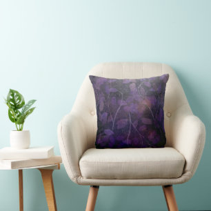 Deep Purple Leaf Abstract Cushion