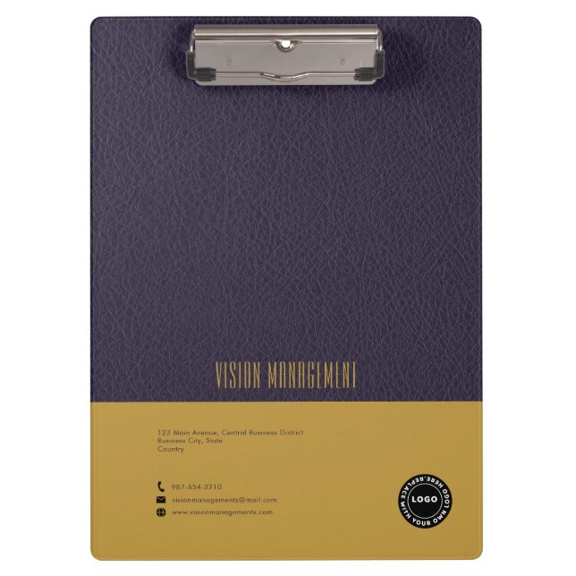 Deep Purple Leather, Gold Clipboard (Front)