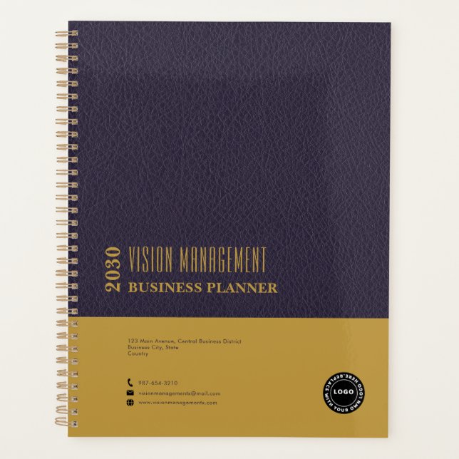 Deep Purple Leather, Gold Professional Planner (Front)