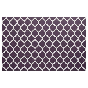 Deep Purple Moroccan Quatrefoil Pattern Fabric