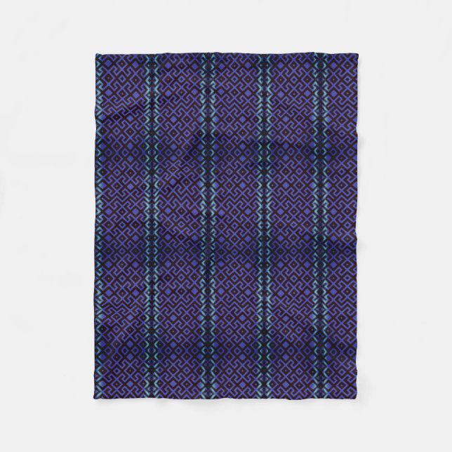 Deep Purple Navy Striped Pattern Fleece Blanket (Front)