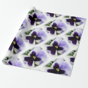 deep purple on white pansy wrapping paper