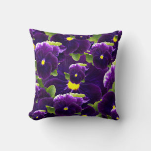 Deep Purple Pansy Clusters: Majestic Beauty Cushion