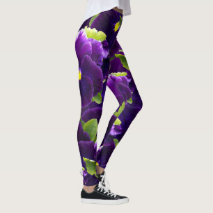 Deep Purple Pansy Clusters: Majestic Beauty Leggings