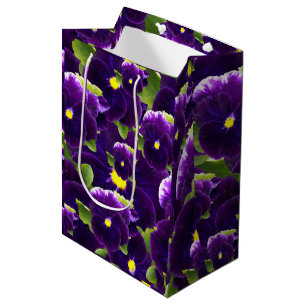 Deep Purple Pansy Clusters: Majestic Beauty Medium Gift Bag
