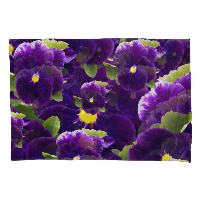 Deep Purple Pansy Clusters: Majestic Beauty Pillowcase (Front)
