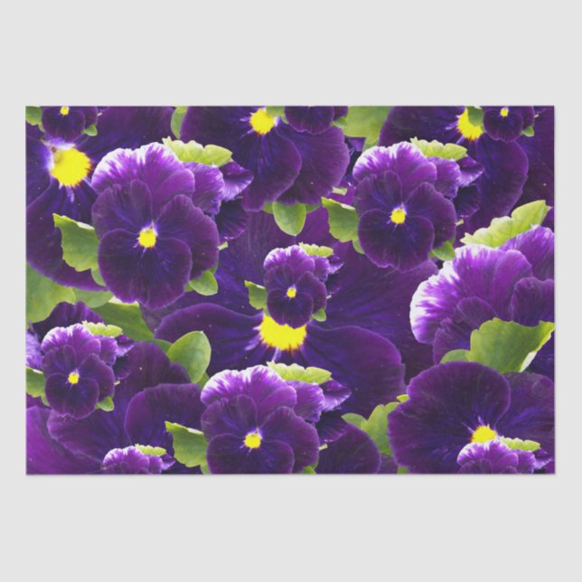 Deep Purple Pansy Clusters: Majestic Beauty Tissue Paper (Front)