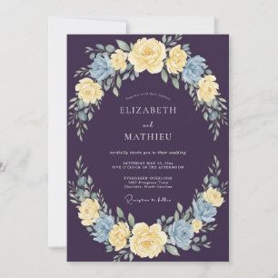 Deep Purple Regal Botanical Wedding Invitation