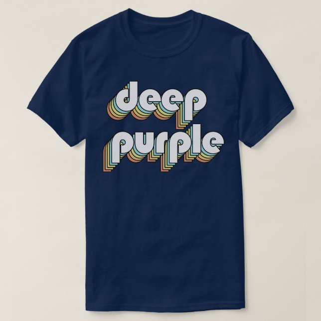 Deep Purple Retro Rainbow Typography Faded Style T-Shirt (Design Front)