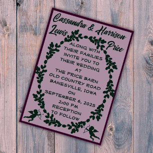Deep Purple Rustic Wedding Invitation