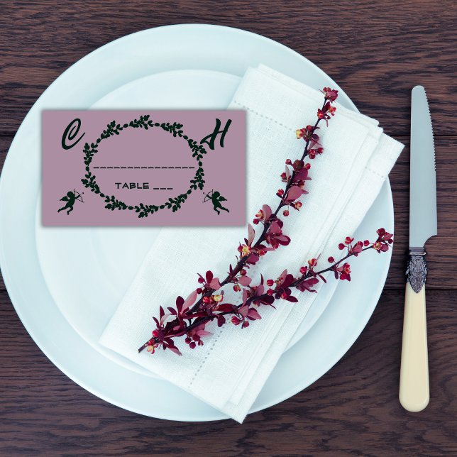 Deep Purple Rustic Wedding Place Card (Creator Uploaded)
