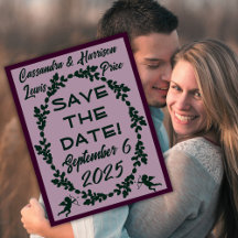 Deep Purple Rustic Wedding Save-the-Date