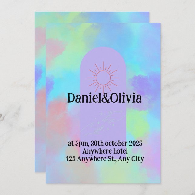 Deep Purple Soft Weeding Stuff Invitation (Front/Back)