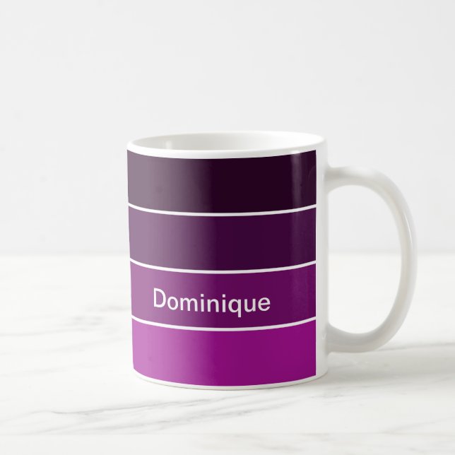 Deep Purple Striped Coffee Mug - White Border (Right)