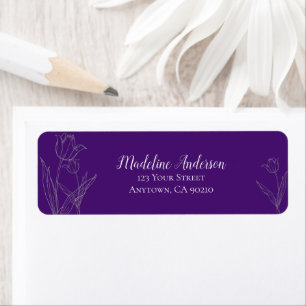 Deep Purple Tulip Silhouette   Return Address Return Address Label