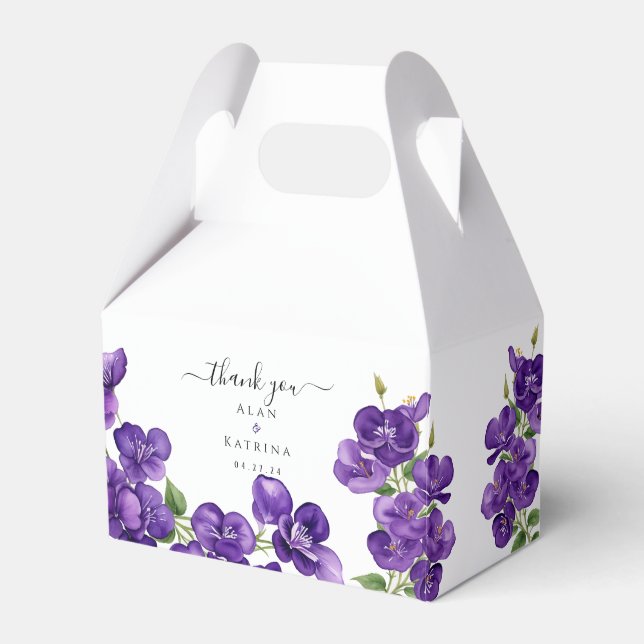 Deep Purple Violets Favour Box (Front Side)