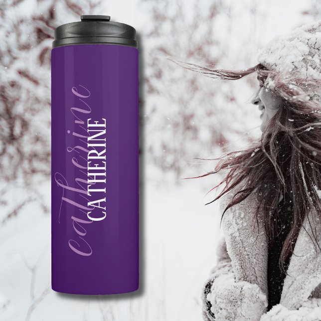 Deep Purple White Elegant Minimal Customised Thermal Tumbler (Creator Uploaded)