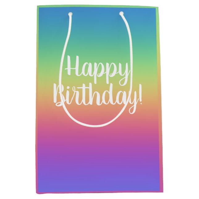 Deep Rainbow Gradient Birthday Gift Bag (Front)