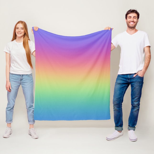 Deep Rainbow Gradient Fleece Blanket (In Situ)