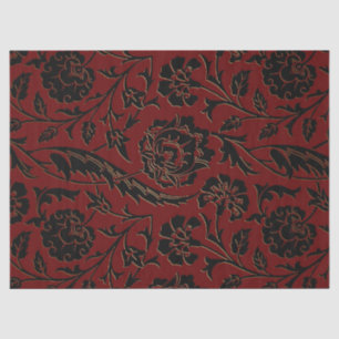 Deep Red and Black Floral Decoupage Tissue Paper