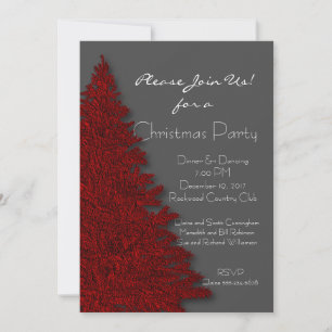 Deep Red and Charcoal Grey Christmas Party Invitation