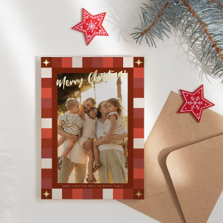 Deep Red and Cream Foil Photo Card