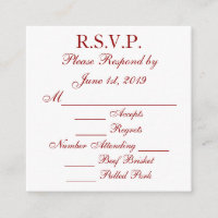 Deep Red and White Response RSVP Cards