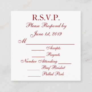 Deep Red and White Response RSVP Cards