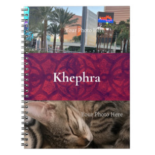 Deep Red Batik Name and Photo Collage Notebook