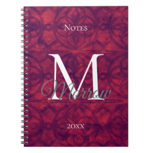 Deep Red Batik Name and Year Notebook