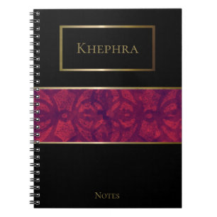 Deep Red Batik Simple Name Notebook