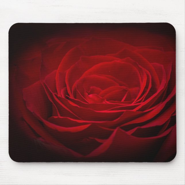 Deep Red Blood Rose On Black Mouse Pad (Front)