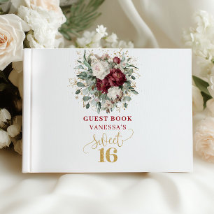 Deep Red Blush Burgundy 16th Birthday Book